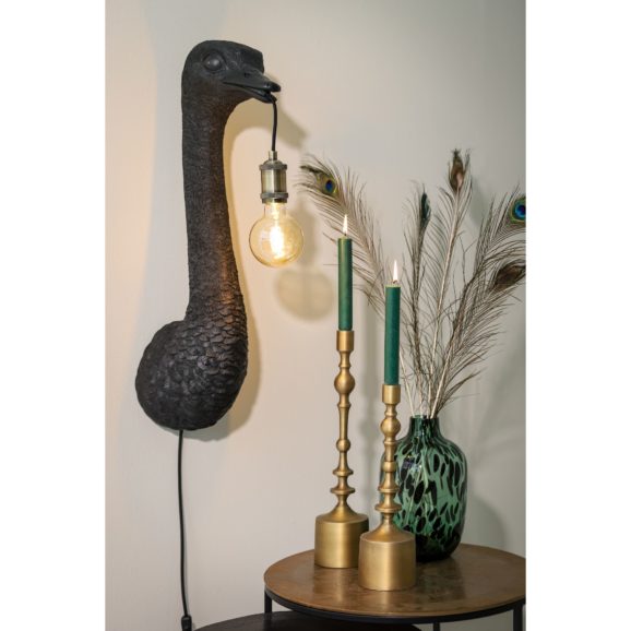 Light & Living - Wandlamp Ostrich - Zwart - 25x19x72cm