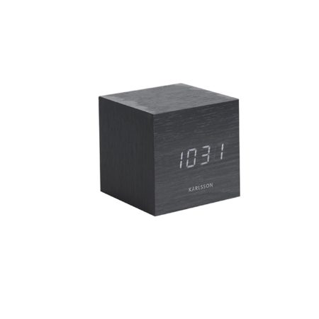 Karlsson - Wekker Mini Cube - Zwart fineer