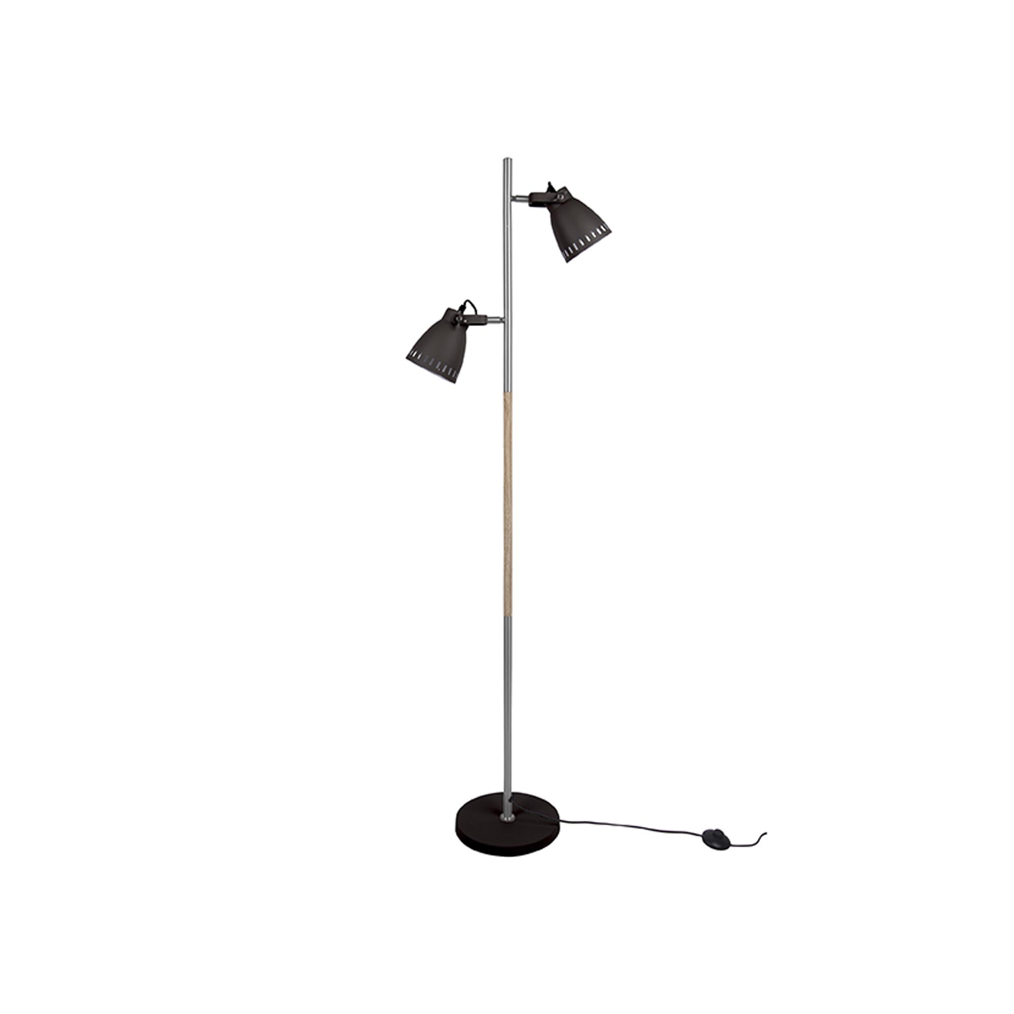 Leitmotiv - Mingle W. Wood - Vloerlamp - Ijzer - 28x152cm - Zwart