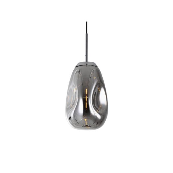 Zilver Hanglamp Blown Glass - Chroom - Medium - 22x33cm