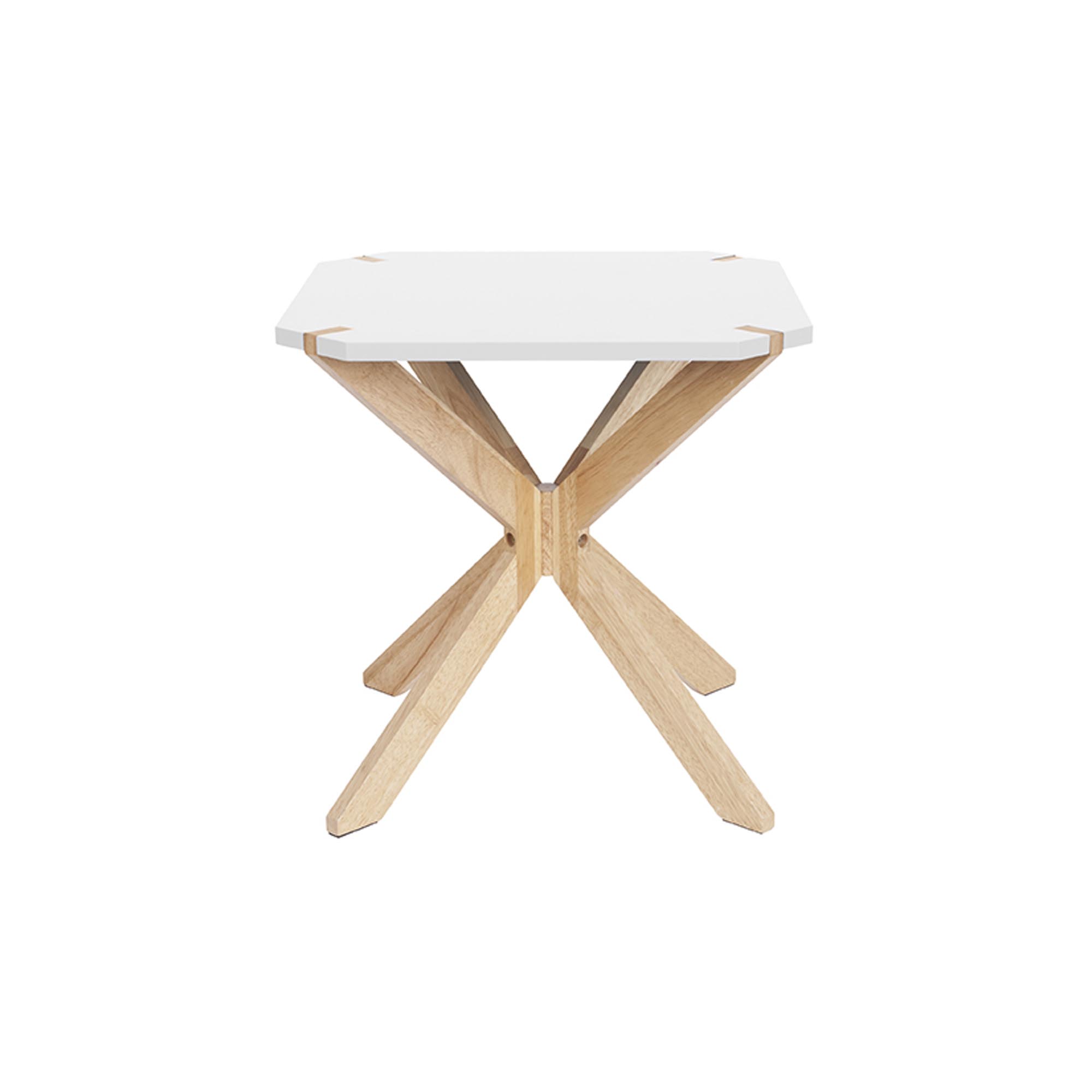 Side table Mister X - Rubber Hout, Wit MDF top - 45x45x45cm