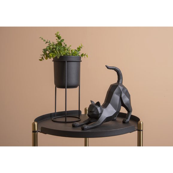 - Statue Origami Cat stretching polyresin matt black