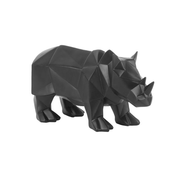 Zwart Ornament Origami Rhino - Polyresin Mat Zwart - 29