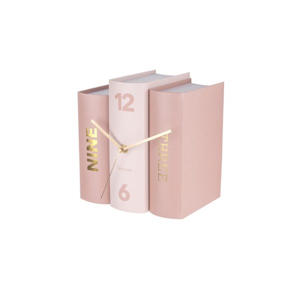 Roze Tafelklok Book - Pink Paper - 20x15x20cm