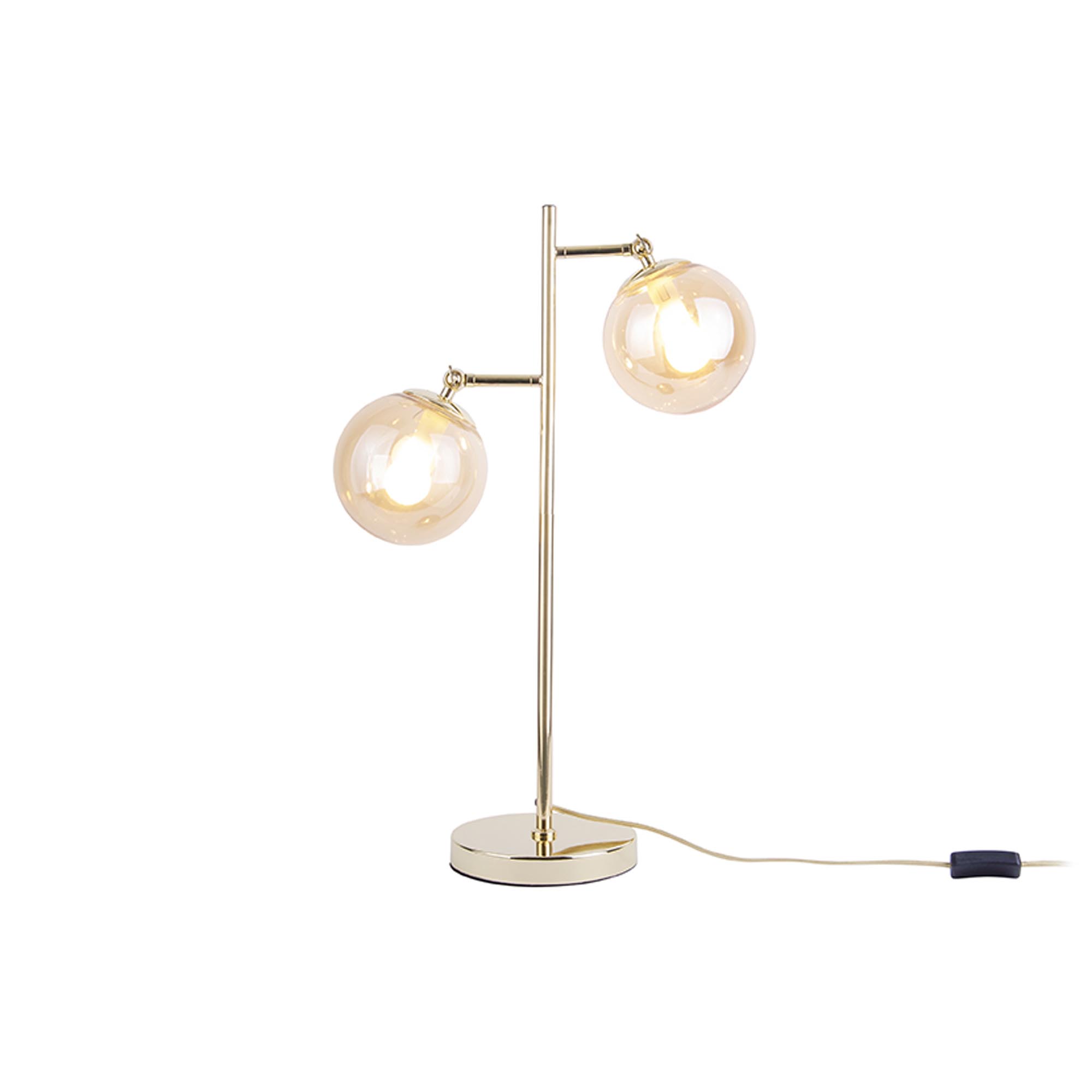 Leitmotiv Tafellampen Table lamp Shimmer amber glass shades Goudkleurig