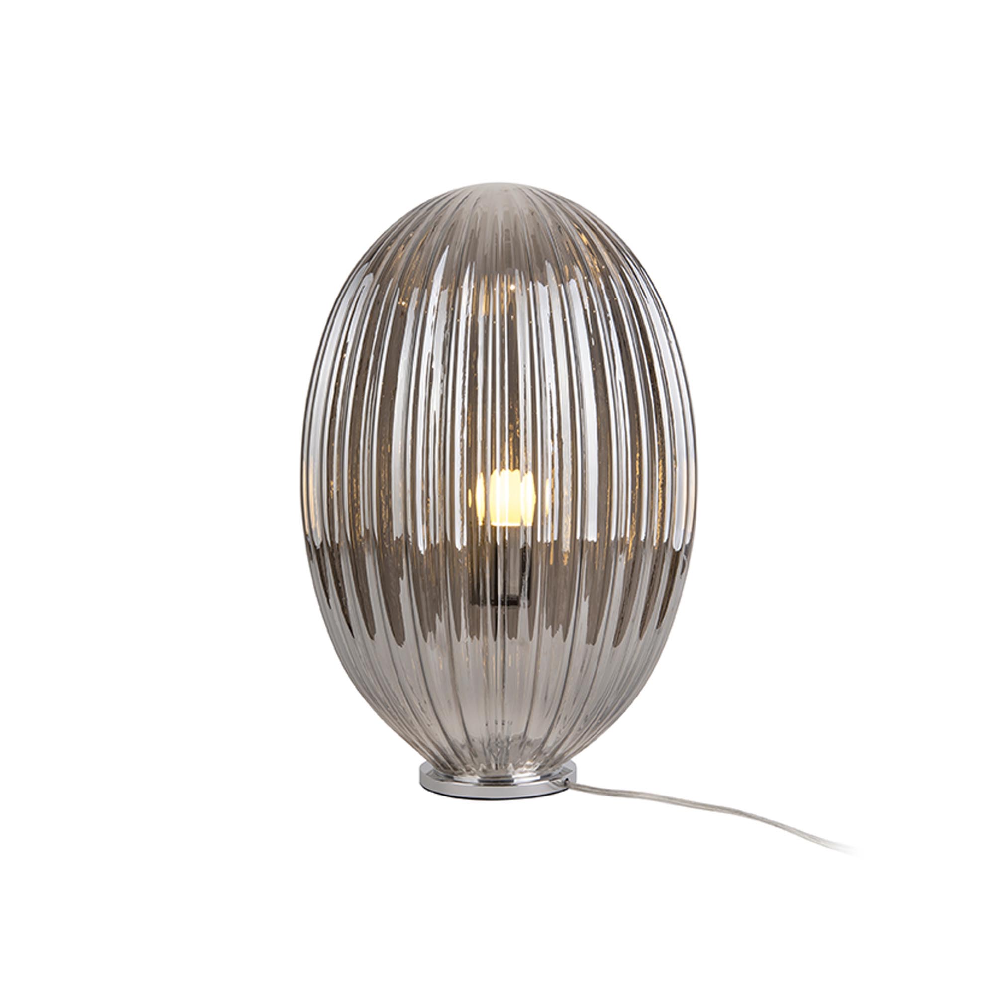 Leitmotiv Tafellamp Smart - Ovaal Glas Smokey Grijs - Large - 30x45cm