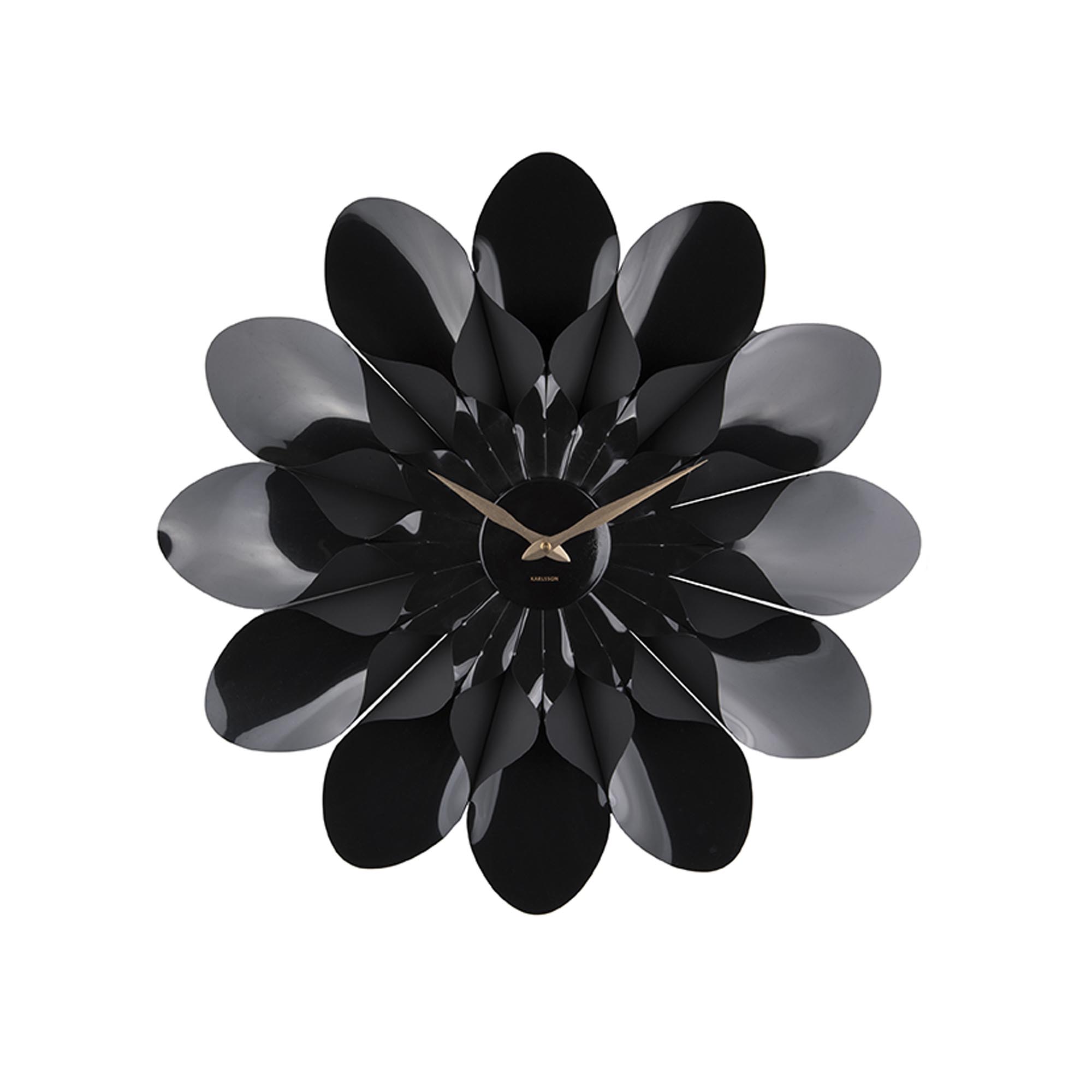 Karlsson Flower Clock - Wandklok - Kunststof - Ø60cm - Klok Bloem Zwart