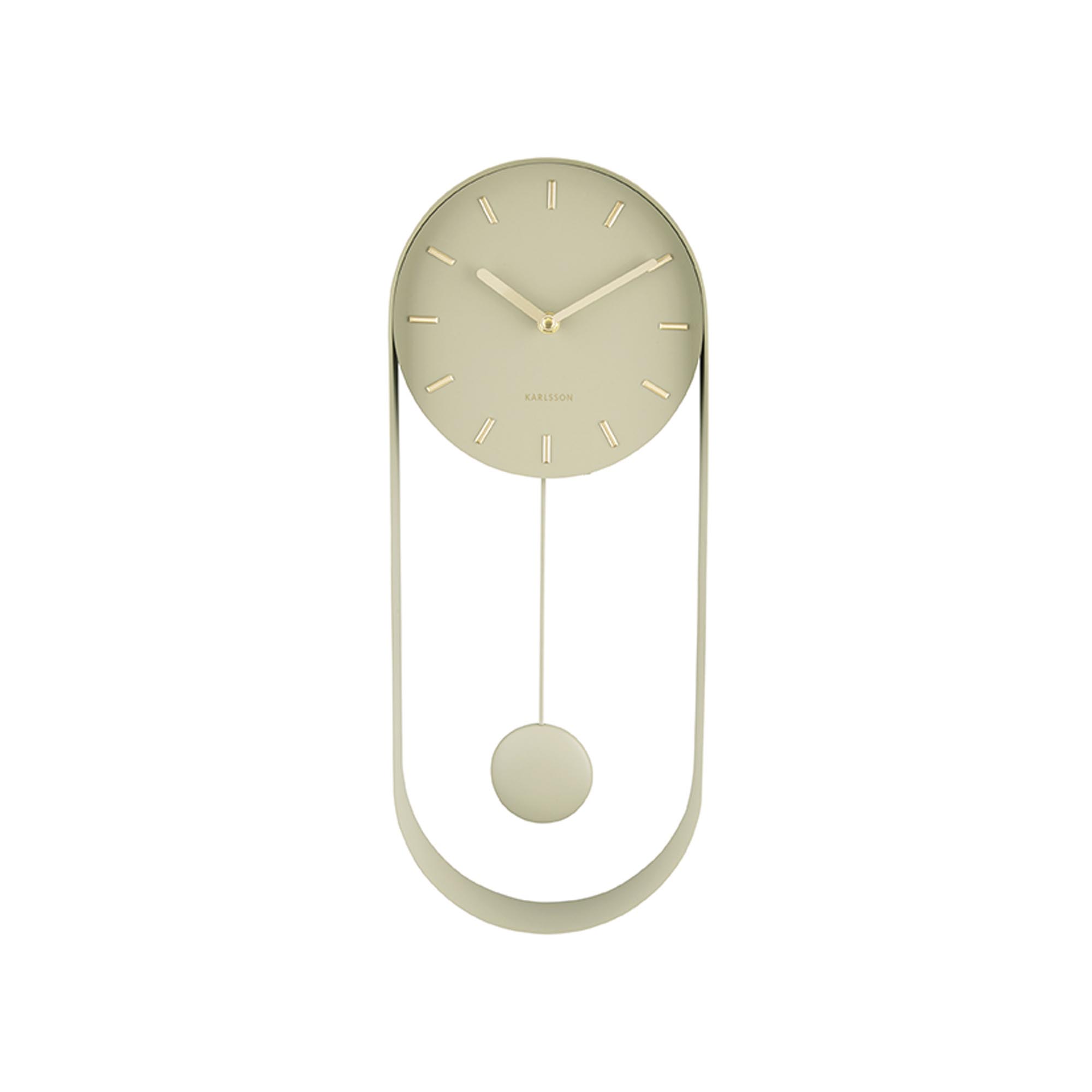 Karlsson Charm Pendulum - Wandklok - Staal - 50x20x4,8cm - Groen (Olijfgroen)