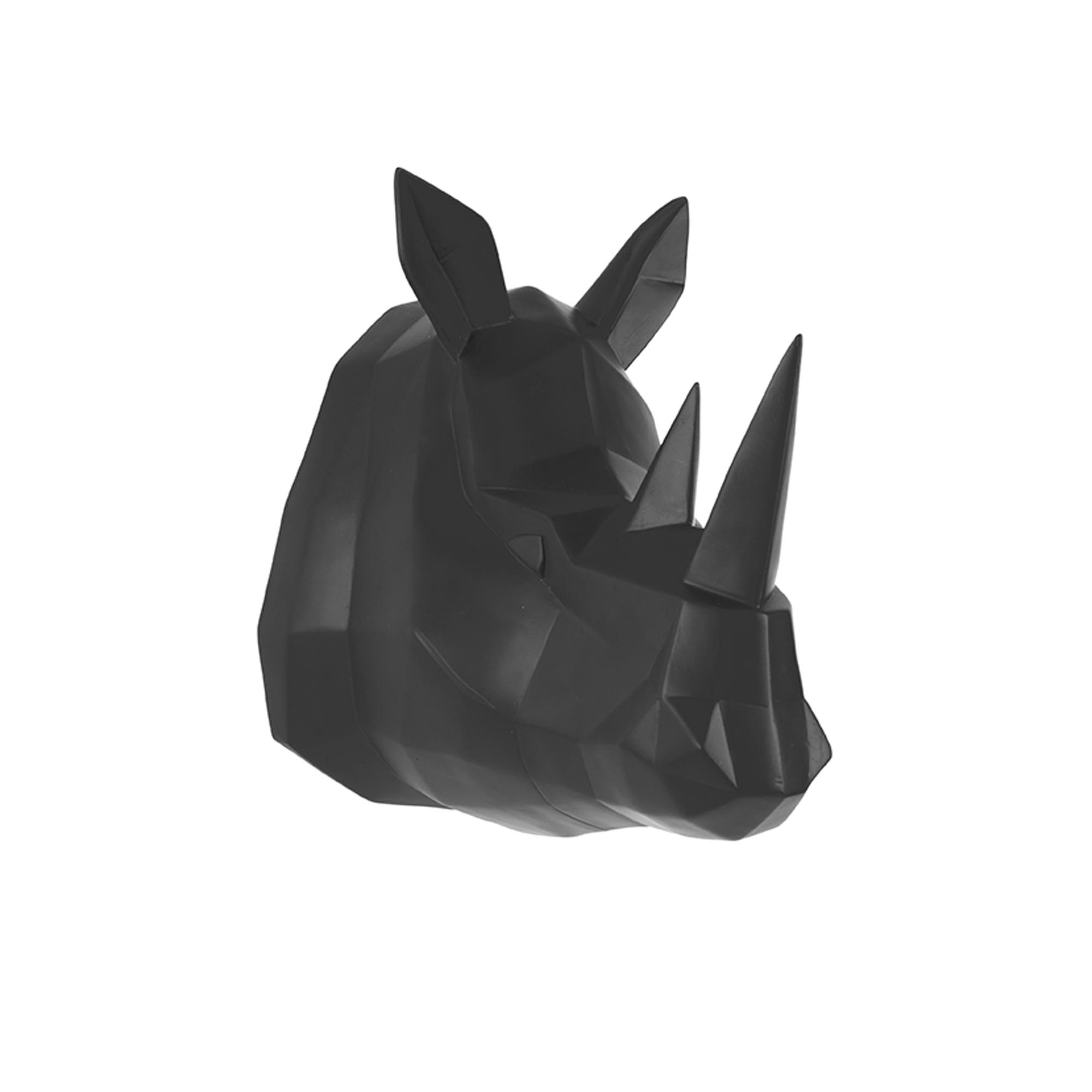 Wandhanger Origami Rhino - Polyresin Mat Zwart - 21x29,5x27,5cm