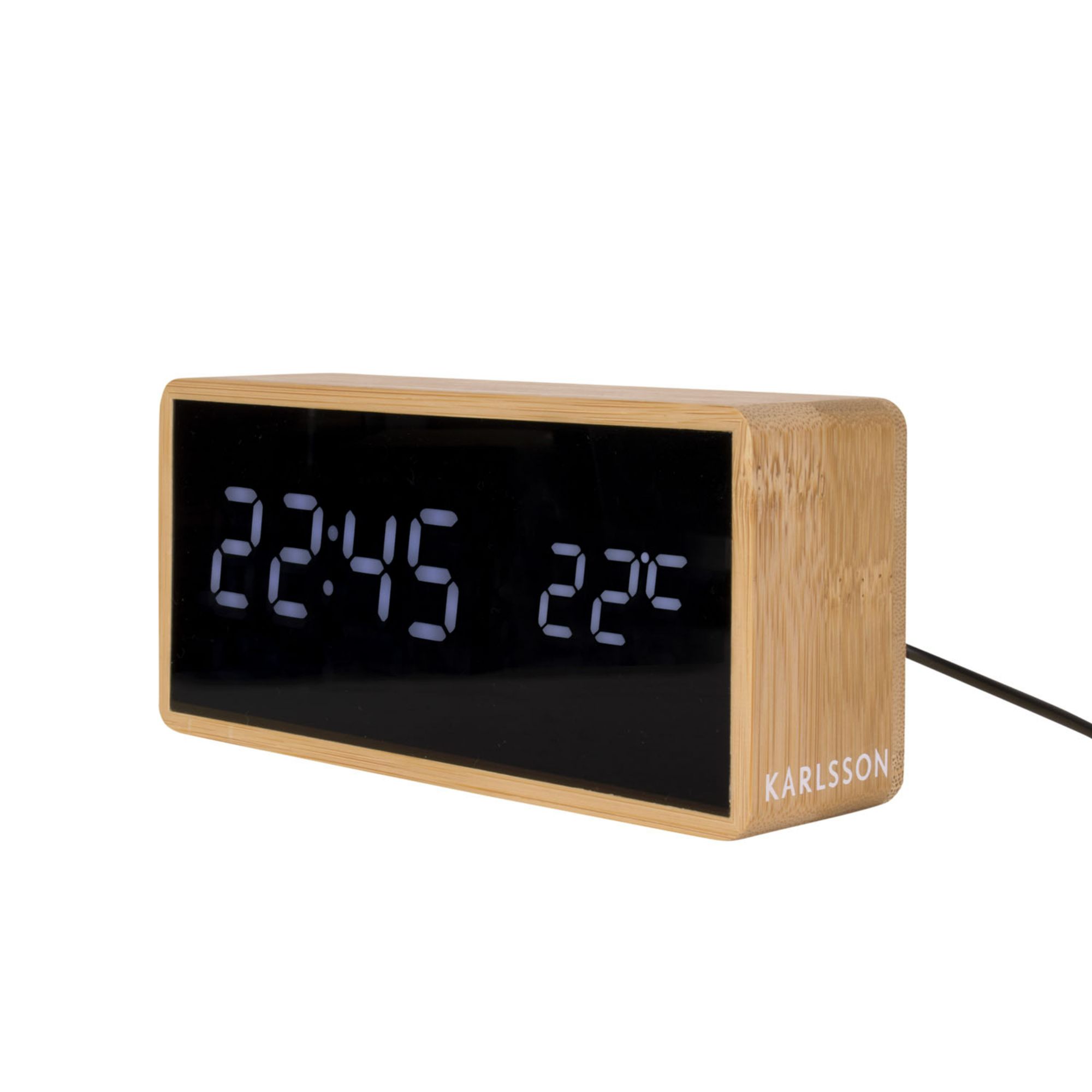 Karlsson - Wekker & Thermometer Tube Bamboe