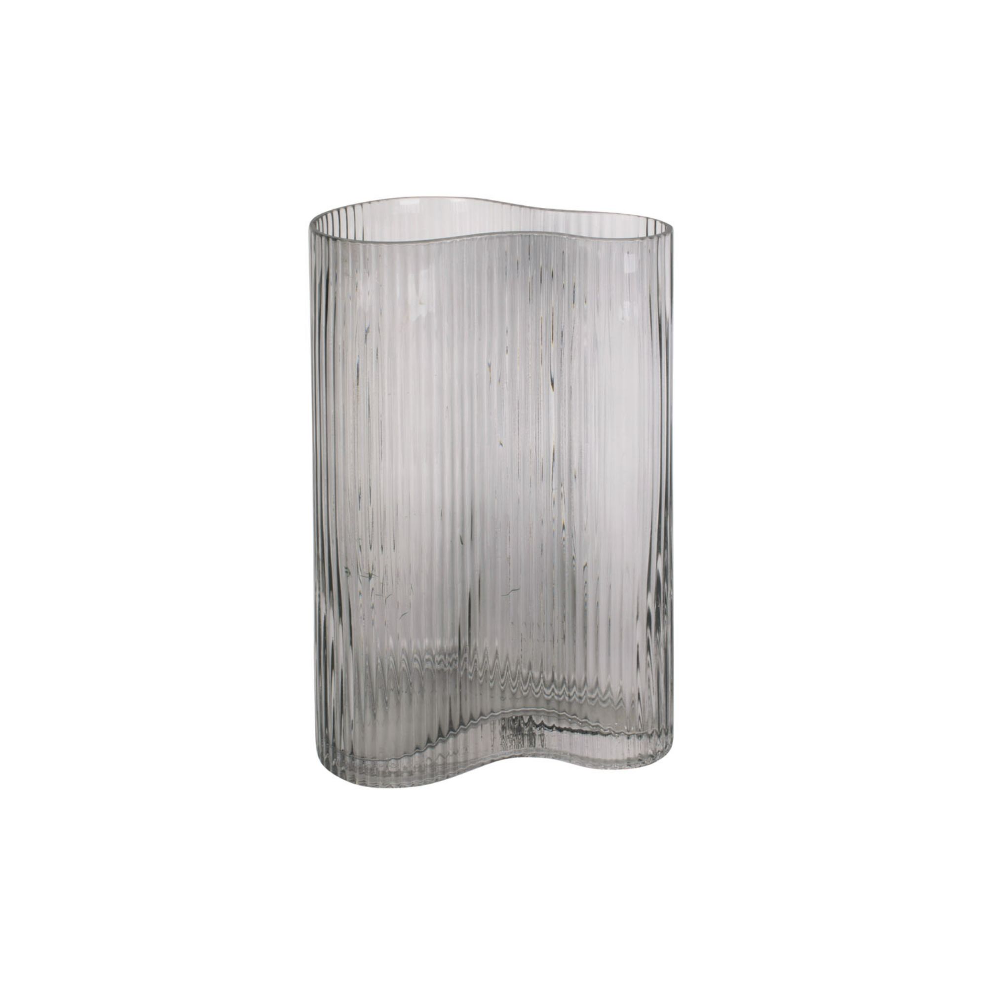 Present Time Vaas Allure Wave - Large - Glas Donkergrijs  - 9,5x27cm