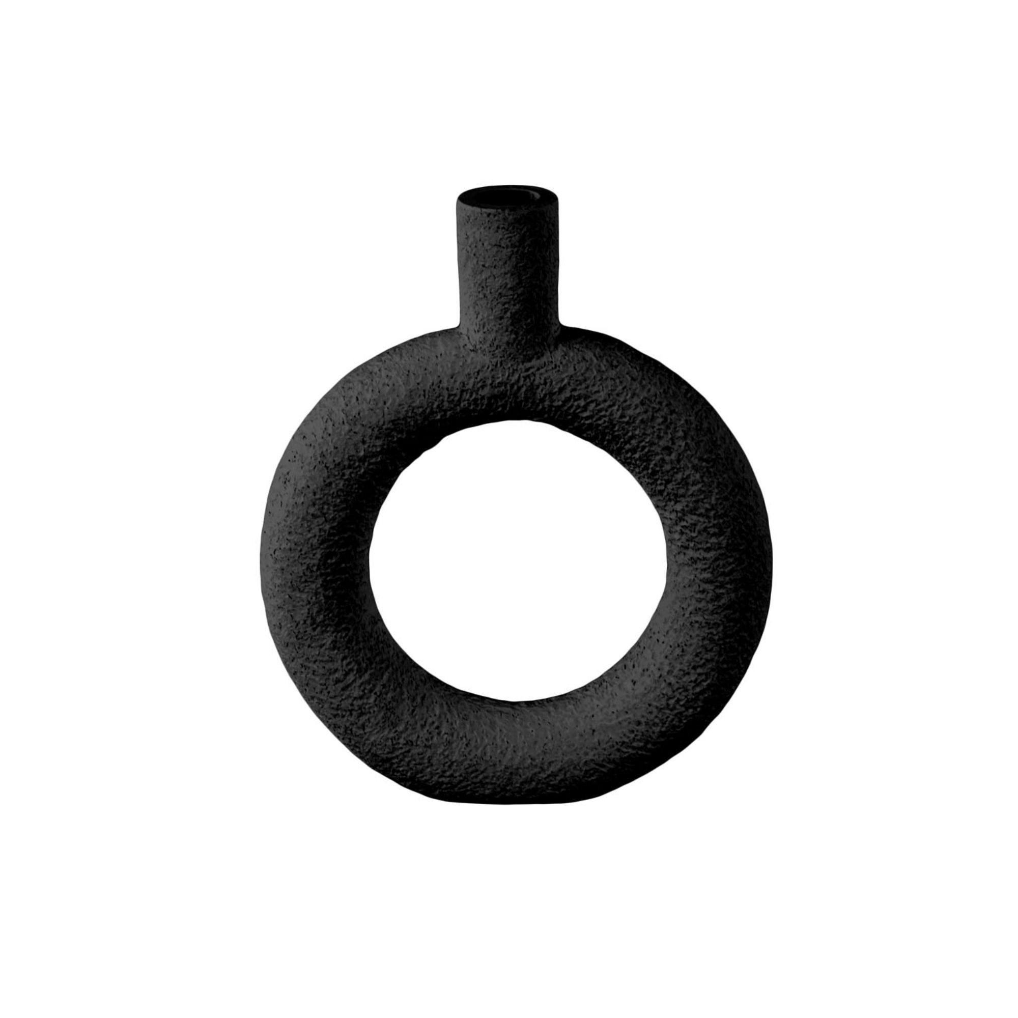Present Time Vaas Ring - Polyresin - Rond Zwart - 18x3,5x22,5cm