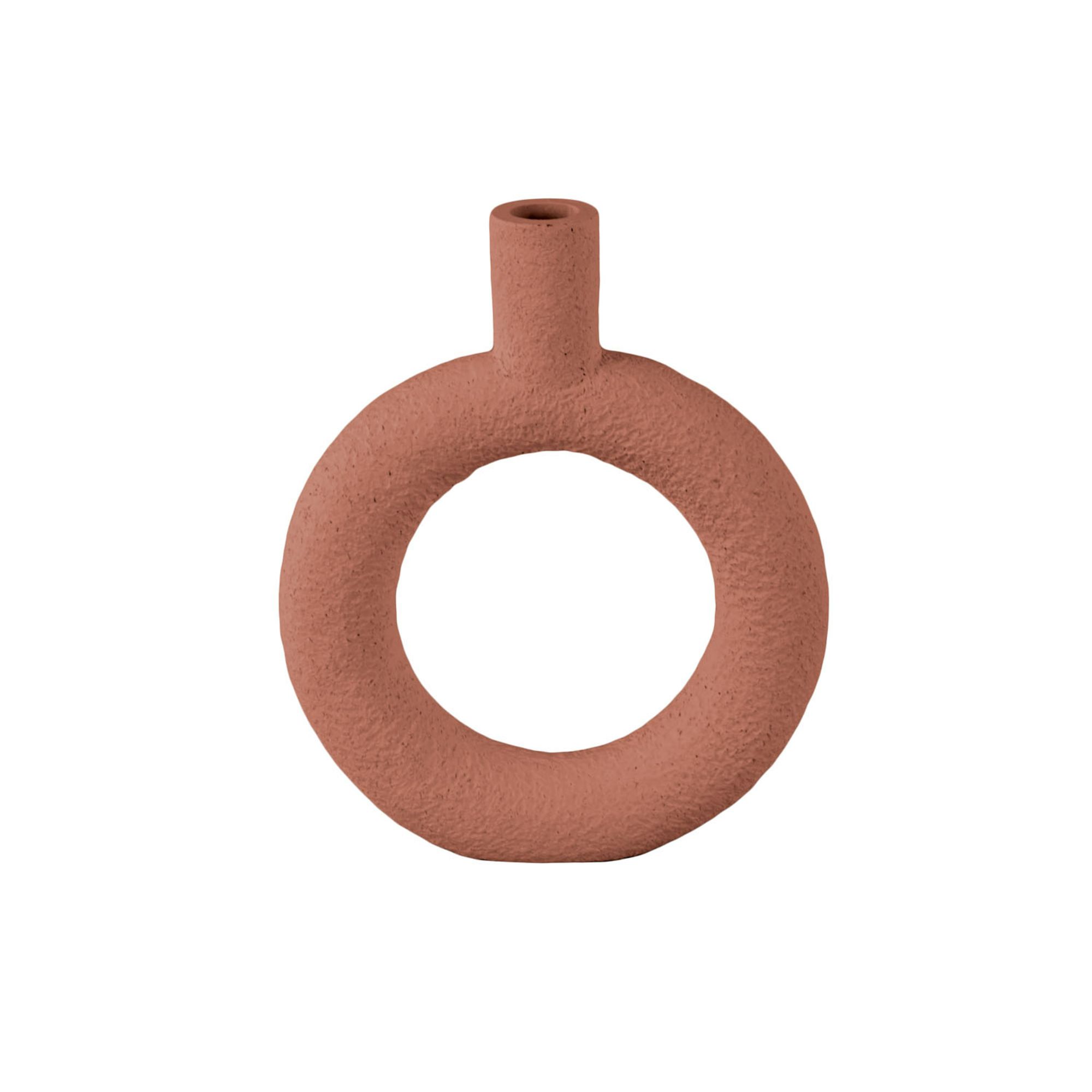 Present Time Vaas Ring - Polyresin - Rond Terracotta Oranje - 18x3,5x22,5cm