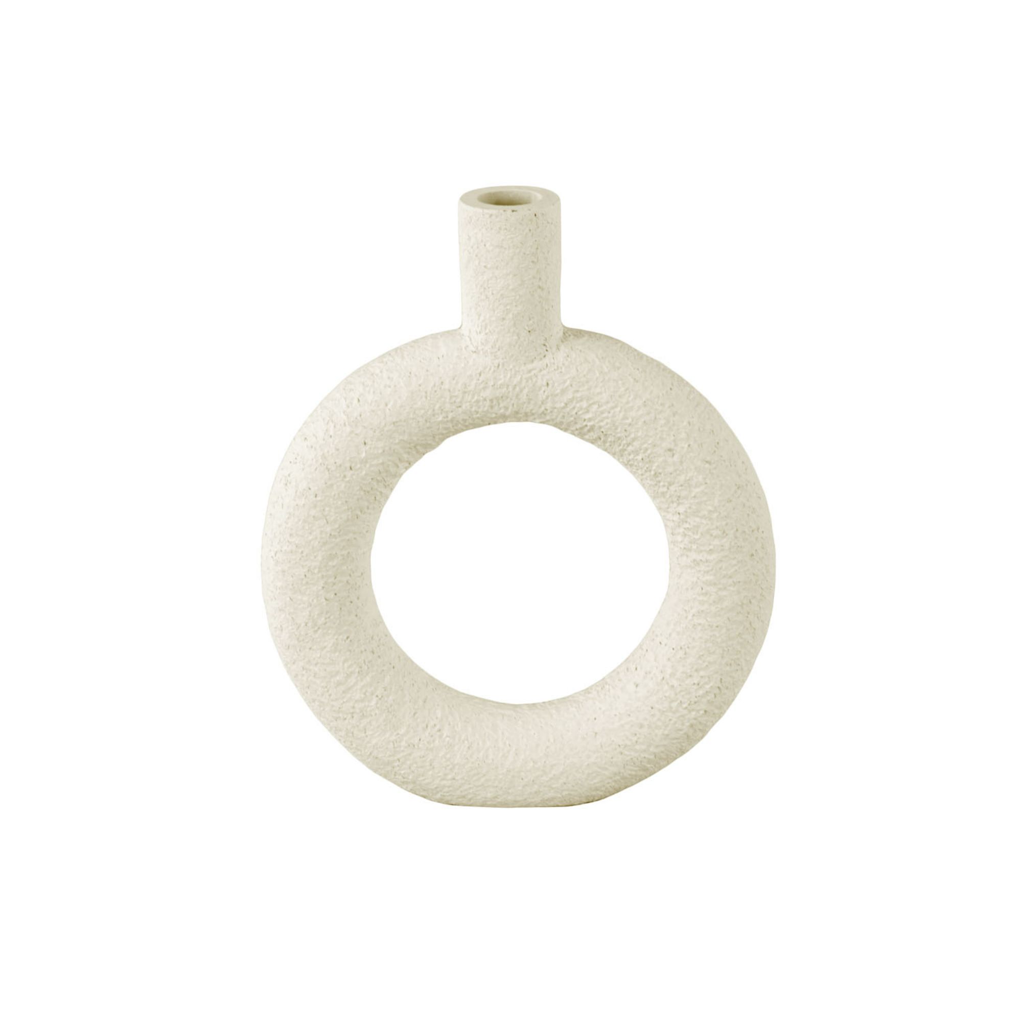 Present Time Vaas Ring - Polyresin - Rond Wit - 18x3,5x22,5cm