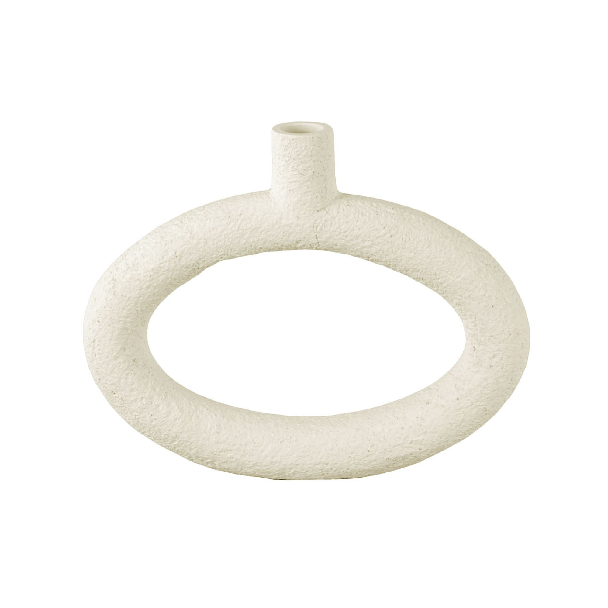 Present Time Vaas Ring - Polyresin - Ovaal Wijd Wit - 25x3,5x20,5cm