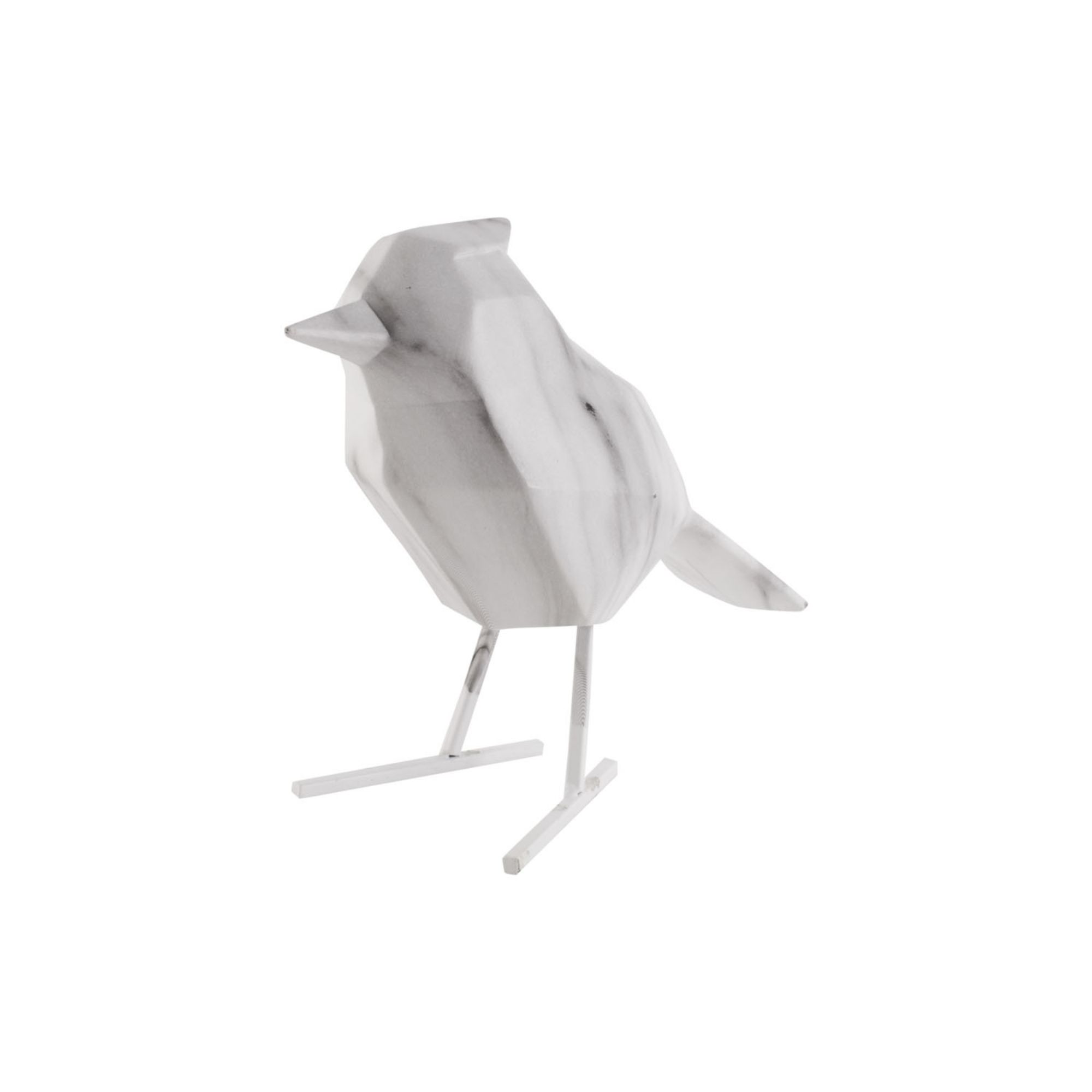 Present Time Ornament Bird - Large - Polyresin - Marmerprint Wit - 9x24x18,5cm