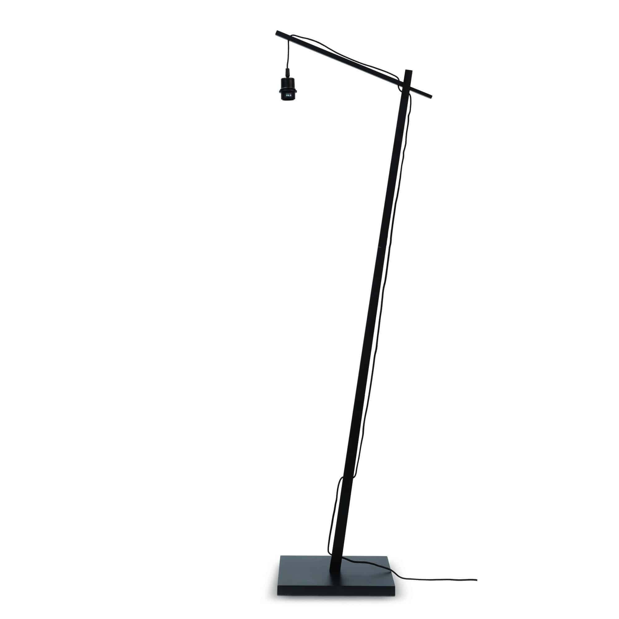 Vloerlamp - BROMO - Zwart Bamboe Voetstuk - Small Kap (40x18cm)