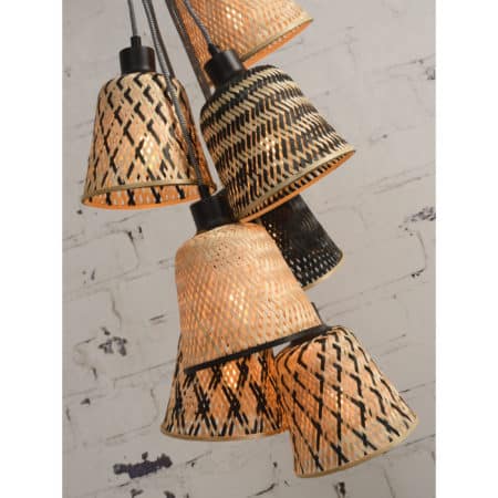 GOOD&MOJO - Hanglamp Kalimantan - Bamboe/Zwart - 45x45x62cm - 7L