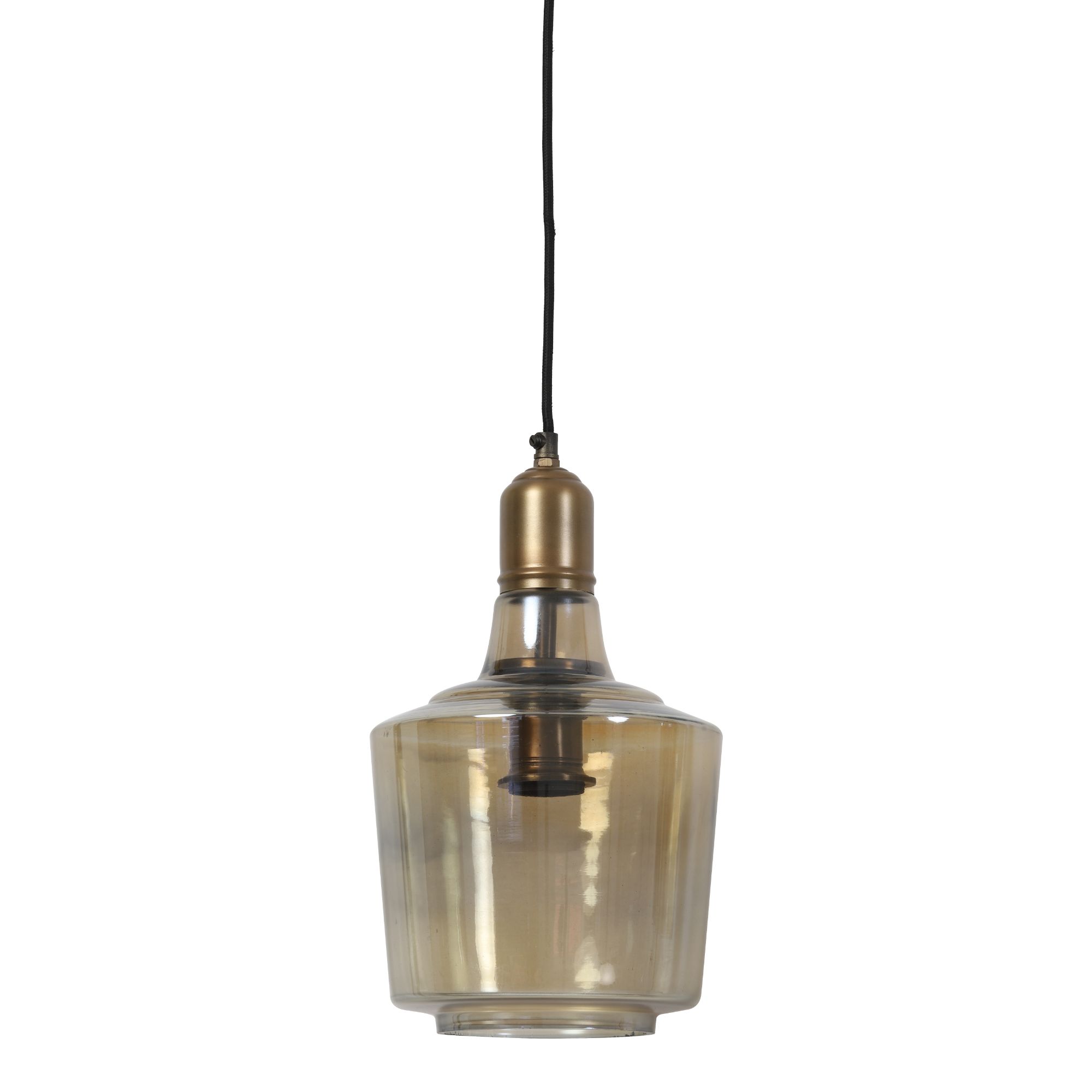 Light & Living Hanglamp 'Yole' 21cm, glas bruin-antiek brons