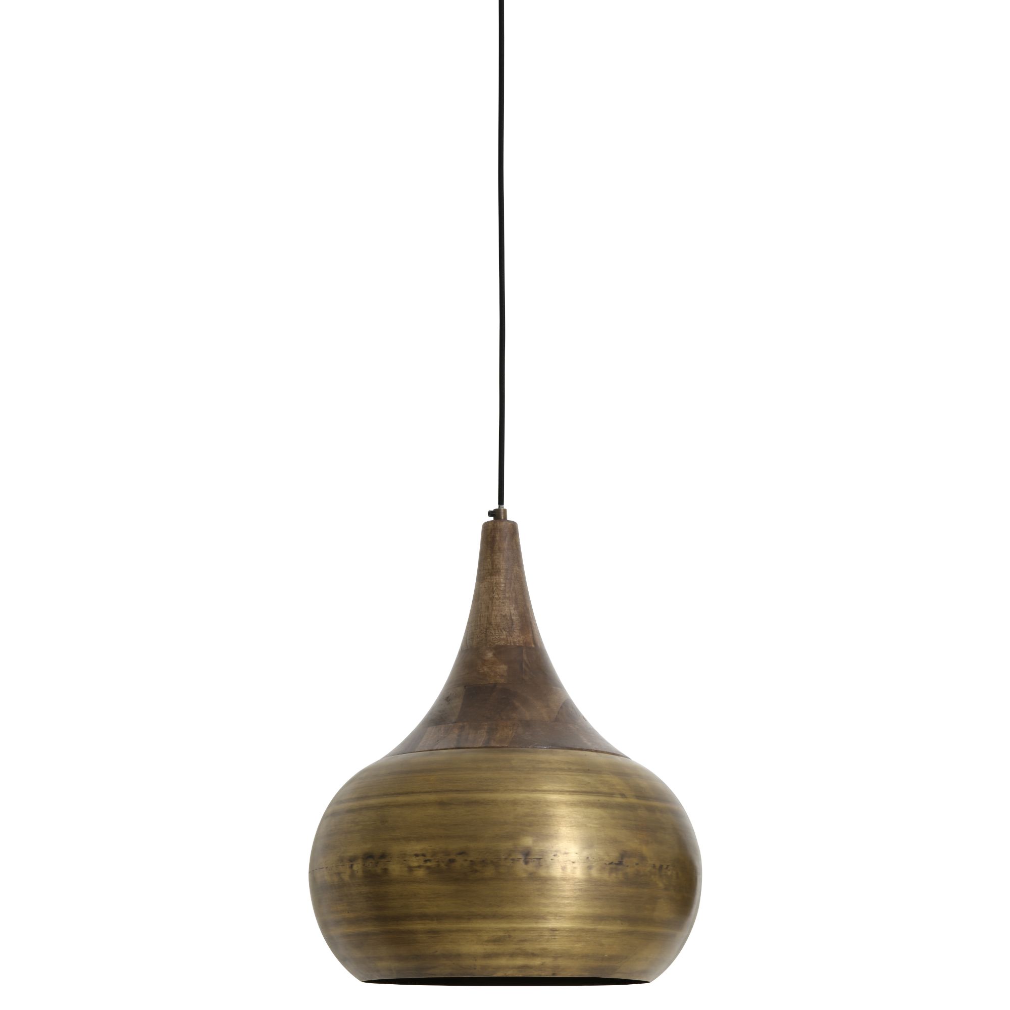 Light & Living Hanglamp Saida brons met houten kop 46 x Ø35
