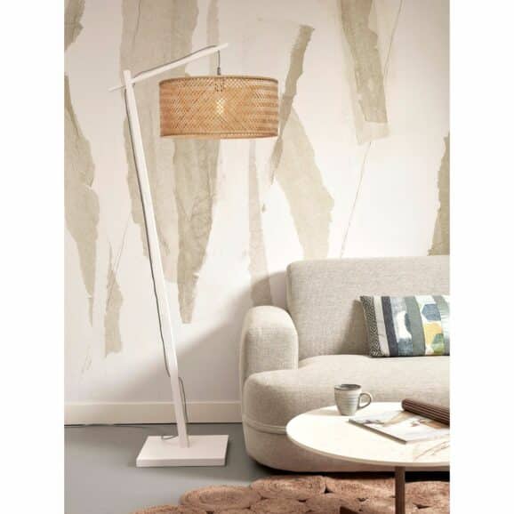 GOOD&MOJO - Vloerlamp Java - Bamboe Wit/Naturel - 75x50x176cm