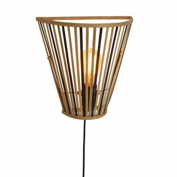 GOOD&MOJO - Wandlamp Merapi - Bamboe/Zwart - 30x15x30cm