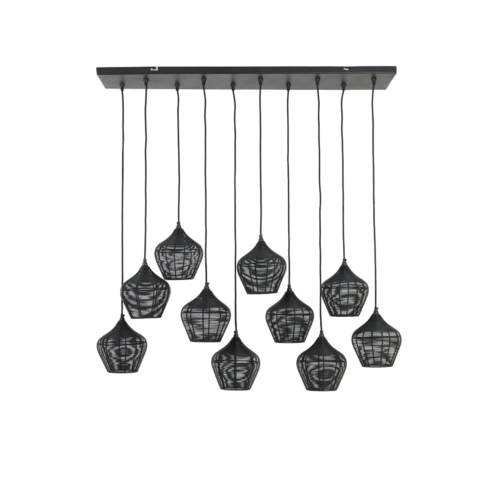 Light & Living Alvaro hanglamp - tienlichts - E27 - in hoogte verstelbaar - 120 cm breed - zwart
