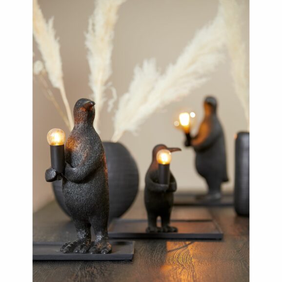Light & Living - Tafellamp Penguin - Zwart - 12x12x24cm