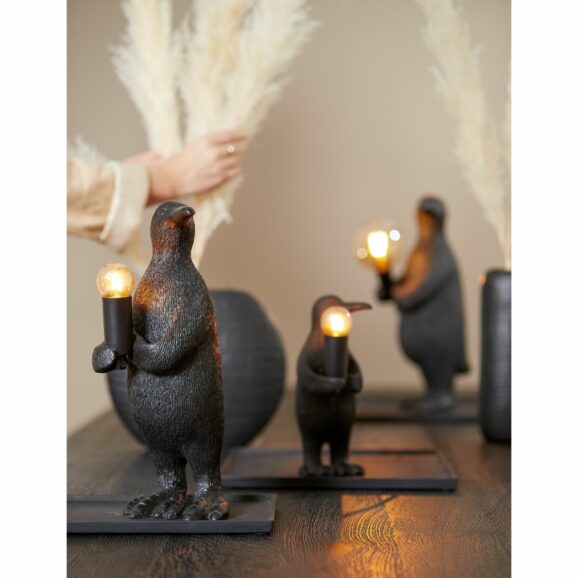 Light & Living - Tafellamp Penguin - Zwart - 21x17x41cm
