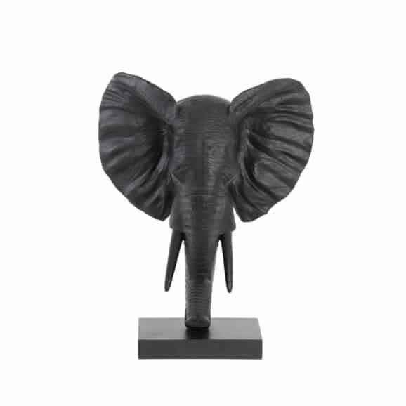 Light & Living - Ornament Elephant - Zwart - 38.5x19.5x49cm