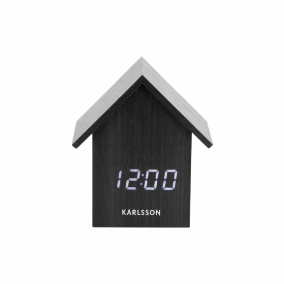 Karlsson - Wekker House LED - Zwart - 7.3x9.7x10.8cm