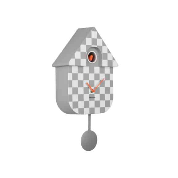 Karlsson - Wandklok Modern Cuckoo Checker - Grijs - 8.5x21.5x40.5cm