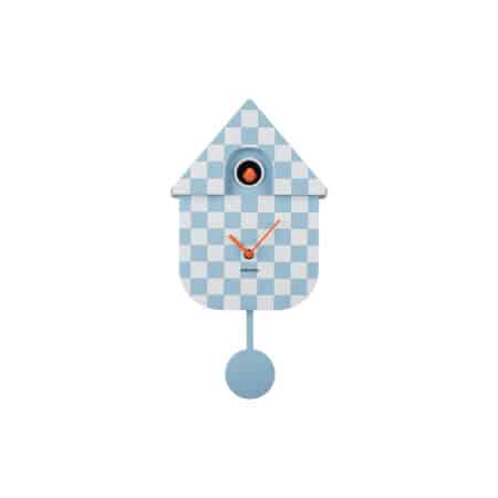 Karlsson - Wandklok Modern Cuckoo Checker - Blauw - 8.5x21.5x40.5cm