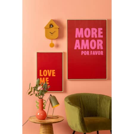 Present Time - Wanddecoratie More Amor Por Favor Large - Rood - 90x60x3.2cm